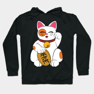 Maneki Neko - Lucky Cat - White Hoodie